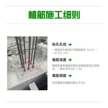植筋胶加固：钻孔孔径、植筋深度和植筋间距的把握